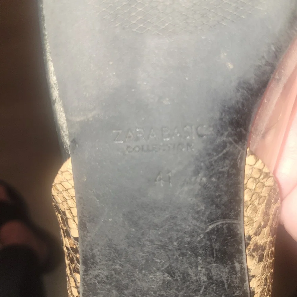 Zara Basic Collection Women Snake‎ Print Pointed Toe Clear D Orsay Flats Size 41